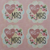 mrs-and-mrs-wedding-stickers-floral-square-stickers-sheet-of-35-stickers|LLWED018|Luck and Luck|2